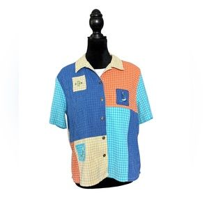 Koret Francisca Vintage Patchwork Quilt Cami Attached Blouse Size M